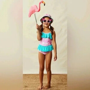 Matilda Jane Enchanted‎ Garden Island Party One-Piece flamingo Swimsuit girls 6
